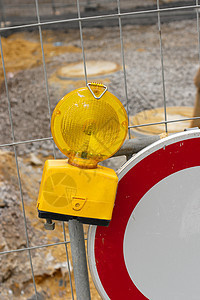 建筑施工工作运输障碍路线死路保养黄色警告安全基础设施背景图片