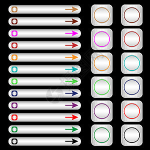 带有各种彩色元素的银白 Web 按钮图片