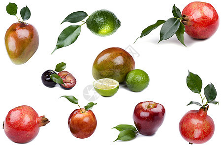 白色的新鲜水果食物植物营养果汁美食红色热带早餐黄色甜点图片