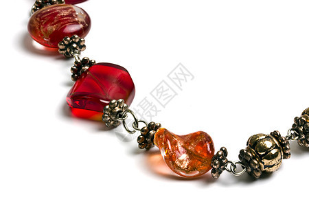 美丽的红色珠珠子串魅力礼物石头脖子女士珠宝珠子奢华宏观展示图片