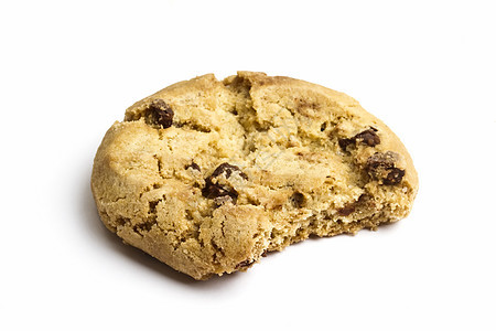 美味饼干 白纸上隔绝棕色食物白色巧克力甜点饮食宏观圆形味道糕点图片