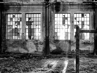 废弃工厂考古学工作白色建筑职场工业地标废墟建筑学黑色图片