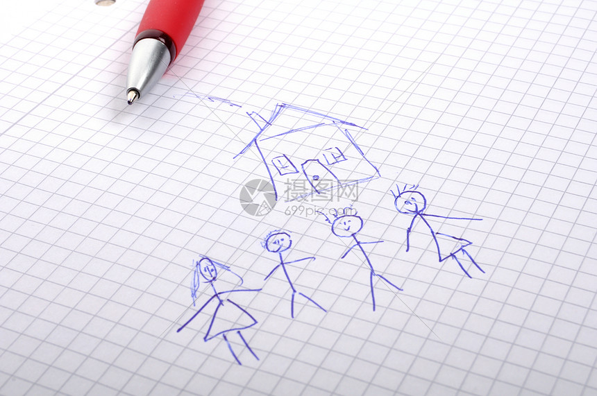 房地产家庭女孩住宅母亲绘画父亲住房男生房子抵押图片