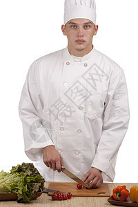 切切蔬菜红色餐厅青椒盘子食物男人木板沙拉服务白色图片