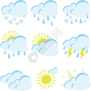 气象图标集季节预报阴影闪电射线天气温度计太阳网络雪花图片