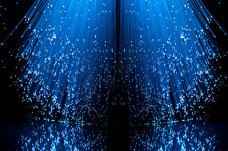 纤维光学级联反思技术辉光火花网络全球金属电缆蓝色科学图片
