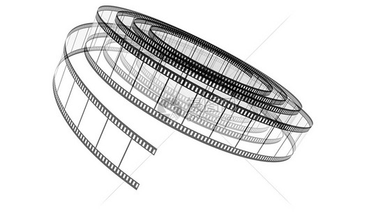 白色段色胶片滚落夹子照片链轮磁带视频卷轴黑色反射工作室构图图片