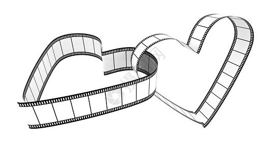 2个空3D电影心屏幕相片磁带渲染视频正方形框架摄影娱乐卷轴图片