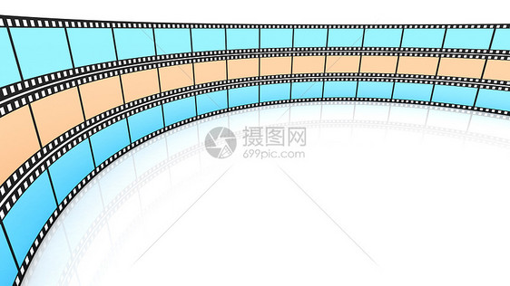 彩色3D空白薄膜框架磁带动画链轮照片幻灯片边界投影工作室拍摄图片