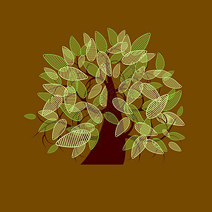 设计上美美的艺术树季节风格橡木生长森林花园装饰叶子漩涡绘画图片