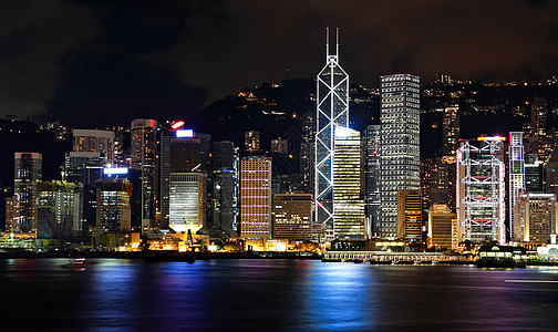 香港中心商业海洋天空摩天大楼景观城市市中心蓝色全景图片