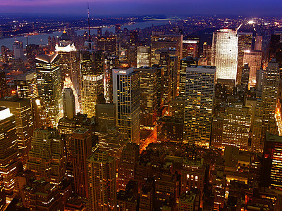 纽约市夜景之夜市中心天空城市建筑物日落天际建筑学办公室力量街道图片