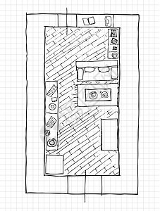内部设计公寓房  最高视图沙发建造插图地面房子财产城市绘画厨房铅笔图片
