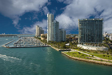 佛罗里达迈阿密海滩海岸线奢华商业财产港口建筑学酒店太阳海岸海滩热带图片