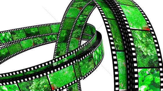 2个3D电影环 由自然图片填充磁带圆圈框架艺术渲染相片工作室娱乐戒指正方形图片