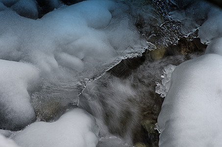 多洛米特的冰下流水蓝色冰山反射野生动物波浪气泡冻结环境瀑布海洋图片