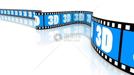 3D电影白色双目3d卷轴框架胶卷视觉投影数字蓝色图片