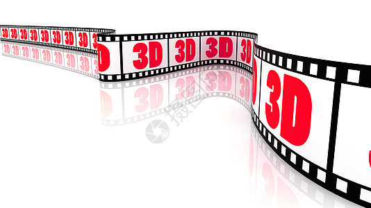 3D电影红色框架磁带3d双目投影白色视觉数字幻灯片图片