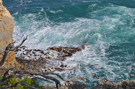美丽的蓝大洋浪潮 澳大利亚波浪海岸线岩石悬崖海洋蓝色天空旅行地标国家图片