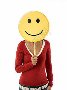 妇女表情情绪笑脸女性黄色女孩腰部微笑符号成人白色图片