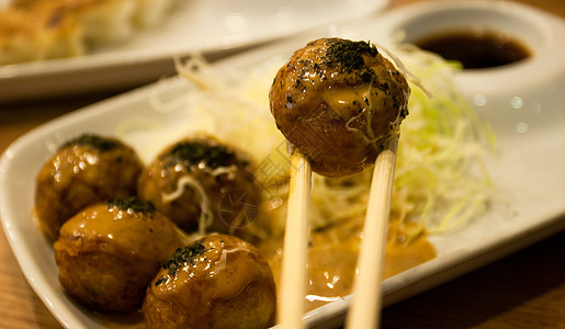 饺子筷子TAKOYAKI 烤章鱼球背景