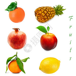 水果叶子热带石榴营养果味橙子树叶柑桔黄色橘子图片