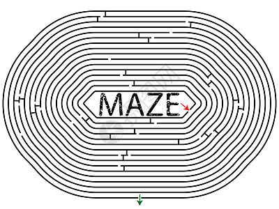 圆形迷宫解决方案小路钥匙黑色旅行困惑插图商业长方形概念图片