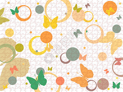 蝴蝶和泡泡拼图圆圈插图橙子游戏风格装饰品漩涡气泡照片框架图片