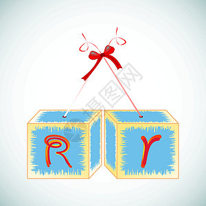立方字母 R玩具铅笔字体喜悦橙子教育游戏艺术蓝色反射图片