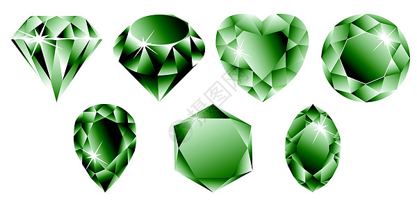 翡翠镯子收集绿色绿钻石玻璃财富红宝石折射宝石蓝宝石订婚宝藏石头礼物插画