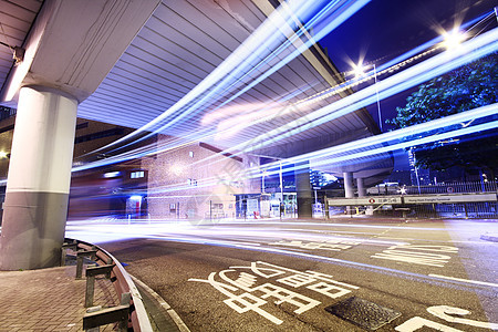 现代城市 晚上有高速公路交通 香港州康运动蓝色商业速度摩天大楼景观天空旅游戏剧性街道图片
