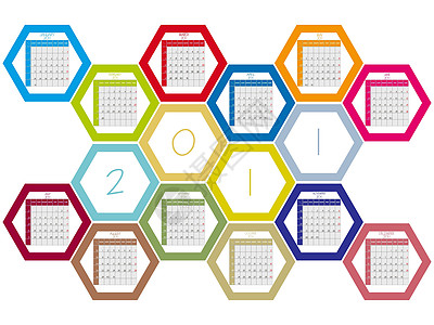 2011日历2011年蜂蜜梳梳子季节性调度红色年度蜂窝日记议程程序六边形图片