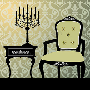 内地现场烛台房间风格家具扶手椅插图椅子皇家装饰蜡烛图片