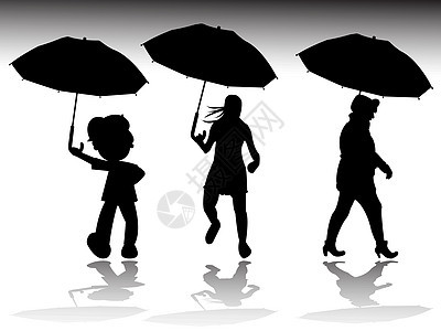 雨季艺术插图下雨女士人群载体女性滑板桌子男生图片