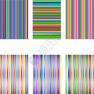 6个半发条 在白色上隔离紫色蓝色风格条纹绿色插图黄色装饰包装粉色图片