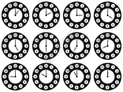 十二个 我们十二个数字黑色记录时间金属仪表计时器反射石头圆形图片