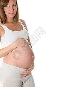 孕妇笑着微笑女性分娩新生活人体腹部婴儿怀孕关爱保障症状图片