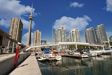 从码头看多伦多反射场景旅游市中心摩天大楼波浪港口建筑物天气天际图片