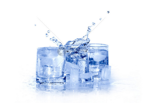 用冰水液体饮料气泡设计元素玻璃蓝色矿泉水冰块饮食图片