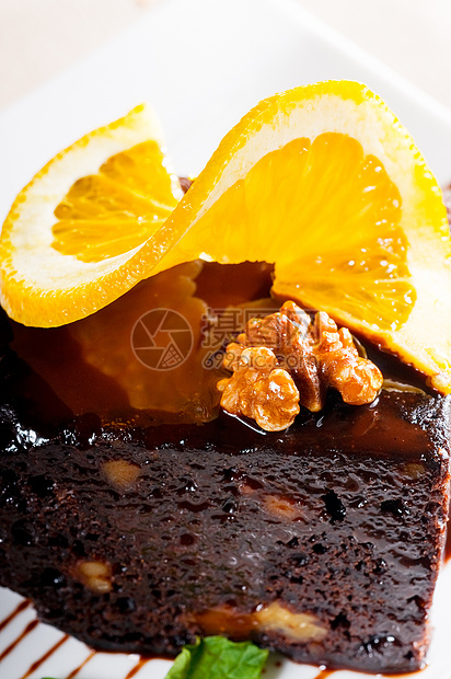 巧克力和胡桃蛋糕坚果面包核桃美食食物烹饪橙子配料咖啡蛋糕图片