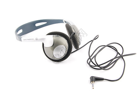 白色带电线的耳机音乐体积电子产品娱乐塑料电缆技术绳索黑色工具图片