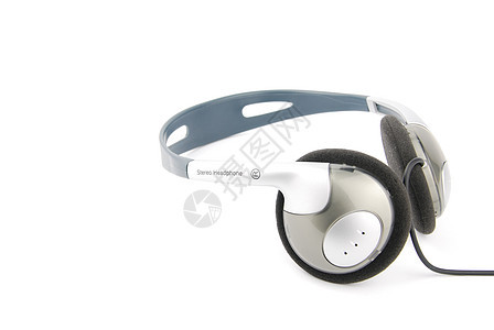 白色带电线的耳机塑料黑色技术电子产品娱乐电缆体积音乐立体声工作室图片