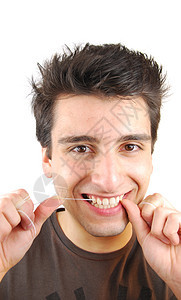 他的牙线的人牙齿成人工作室男性挑战口服白色微笑牙龈卫生图片