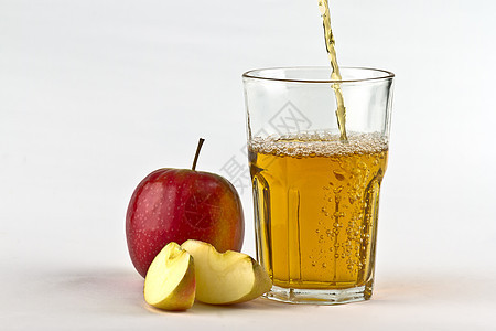 苹果汁倒入玻璃杯中图片