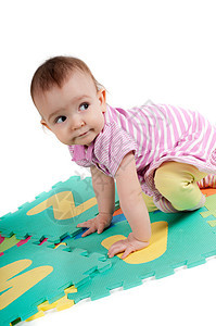 小可爱宝宝女孩白色孩子婴儿字母微笑童年女性乐趣幸福图片