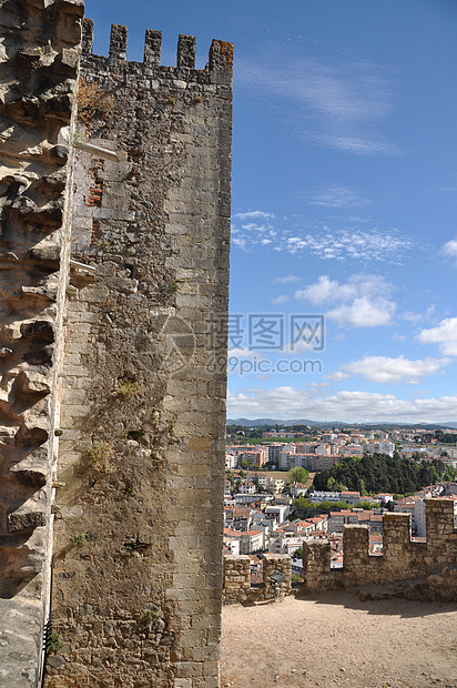 Leiria城堡景观历史建筑石头蓝色历史性城市据点建筑学遗产图片