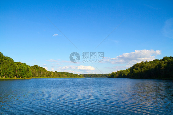 夏季湖森林阳光季节自由乡村绿色草地薄雾地平线课程图片