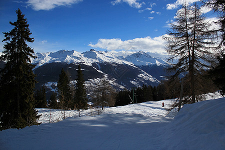 瑞士阿尔卑斯山脉观点木头娱乐小木屋天空大雪假期顶峰休息小屋滑雪图片