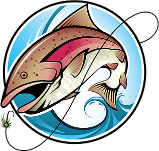 渔业飞鱼圆圈绘画钓鱼斑点棕色鳟鱼红色粉色运动图片