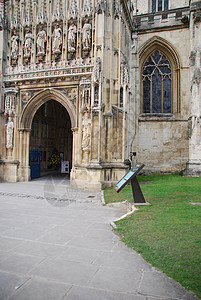 Glousester大教堂入口雕塑细节联盟中心宗教建筑英语王国建筑学城市教会信仰图片